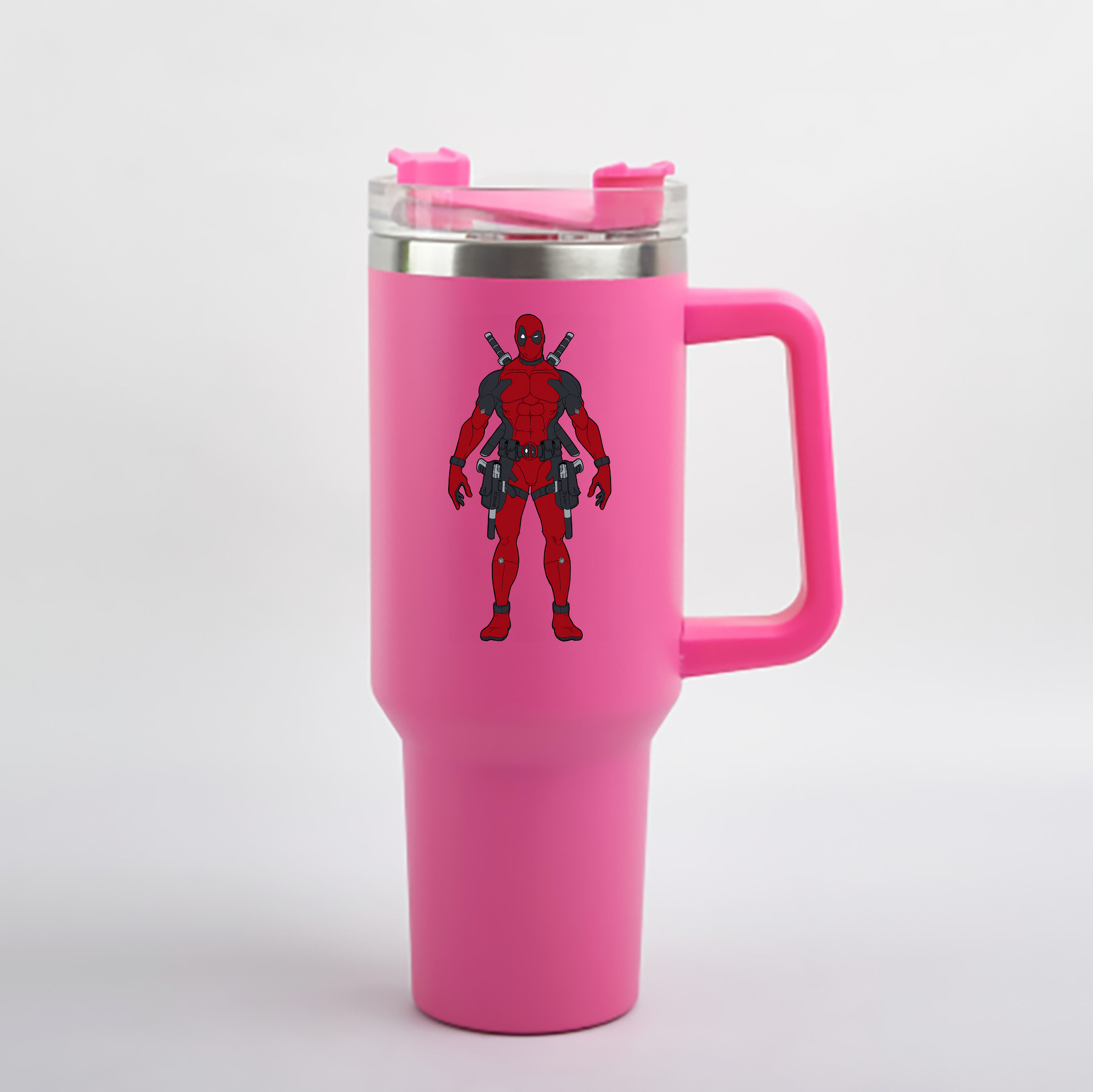 （画像用） Deadpool デッドプール 1200mL車用タンブラー - クリスタルステッカー（プラスチックストロー付き）